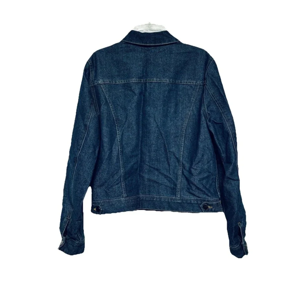 Chadwicks Dark Wash Women's Denim Jean Jacket Medium Button Up w Flap Pockets - Picture 2 of 4